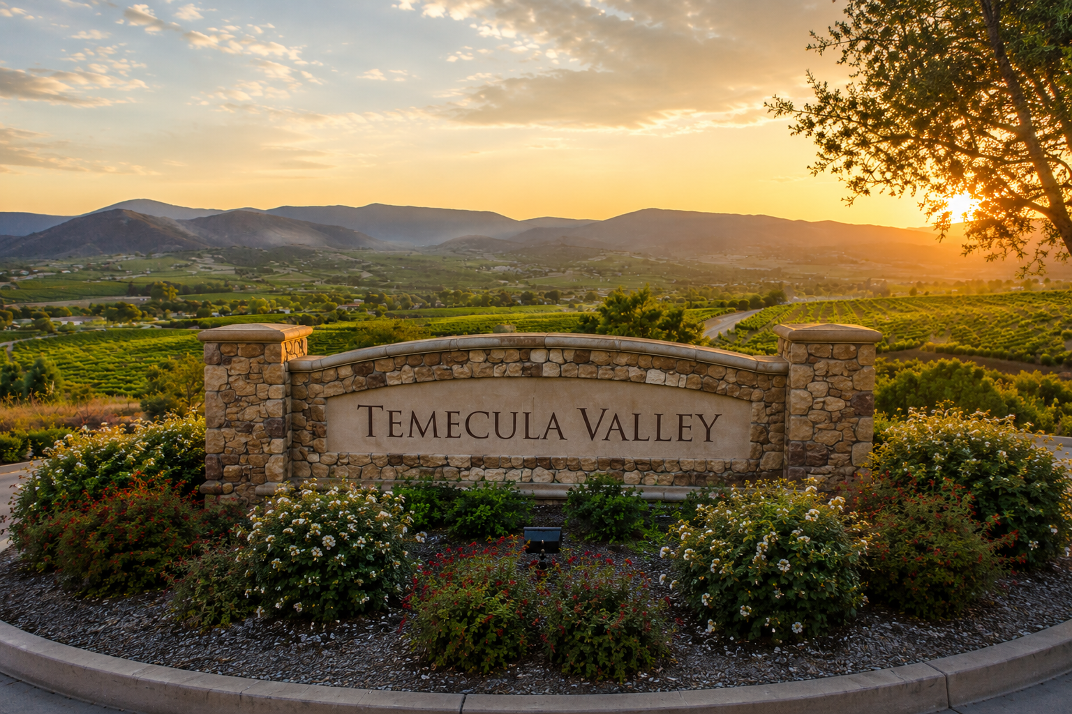 Temecula wine country at sunset